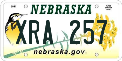 NE license plate XRA257