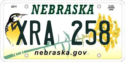 NE license plate XRA258