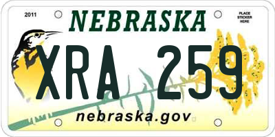 NE license plate XRA259