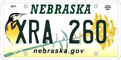 NE license plate XRA260