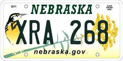 NE license plate XRA268