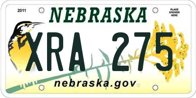 NE license plate XRA275