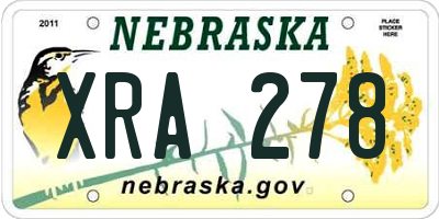 NE license plate XRA278