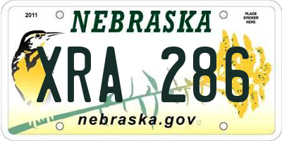 NE license plate XRA286
