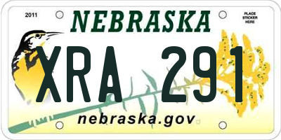 NE license plate XRA291