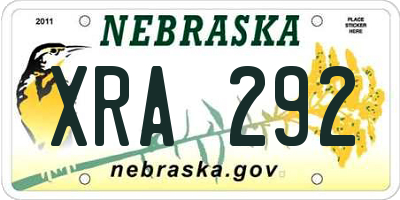 NE license plate XRA292