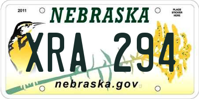 NE license plate XRA294
