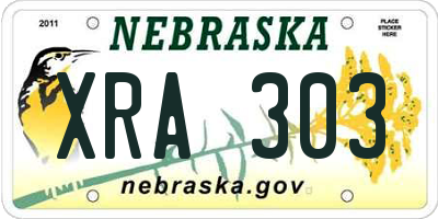 NE license plate XRA303