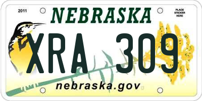 NE license plate XRA309