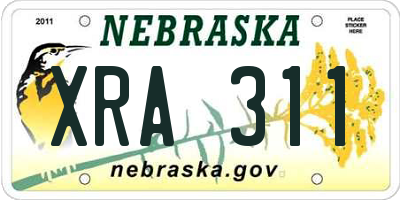 NE license plate XRA311