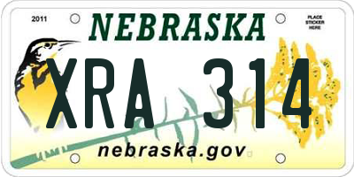 NE license plate XRA314