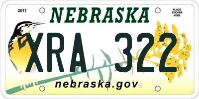 NE license plate XRA322