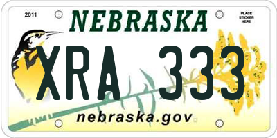 NE license plate XRA333