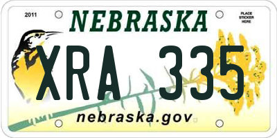 NE license plate XRA335