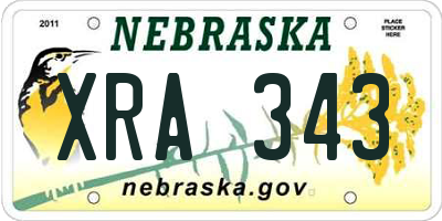 NE license plate XRA343