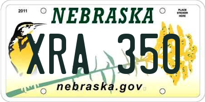 NE license plate XRA350