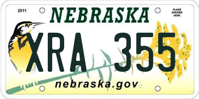 NE license plate XRA355