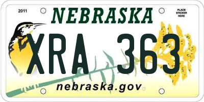 NE license plate XRA363