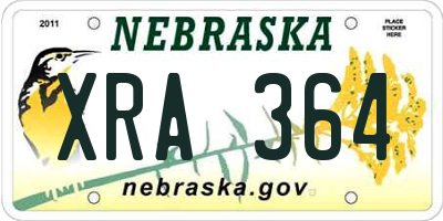 NE license plate XRA364