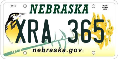 NE license plate XRA365
