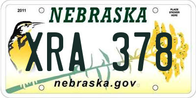 NE license plate XRA378