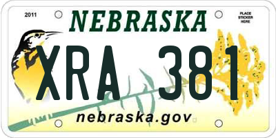 NE license plate XRA381