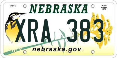 NE license plate XRA383