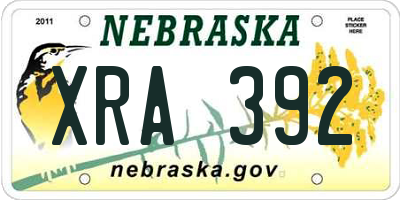 NE license plate XRA392