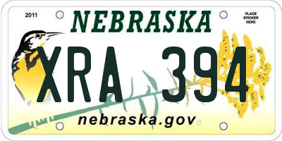 NE license plate XRA394
