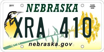 NE license plate XRA410