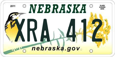 NE license plate XRA412