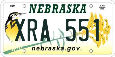 NE license plate XRA551