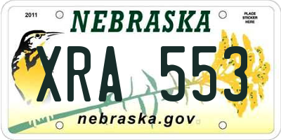 NE license plate XRA553