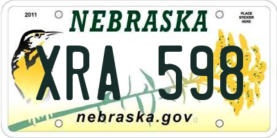 NE license plate XRA598
