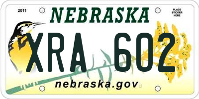 NE license plate XRA602