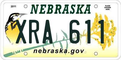 NE license plate XRA611