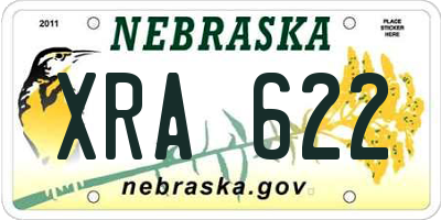 NE license plate XRA622