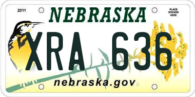 NE license plate XRA636