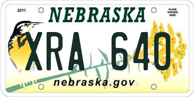 NE license plate XRA640