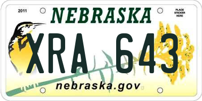 NE license plate XRA643