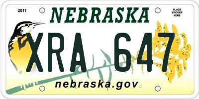 NE license plate XRA647