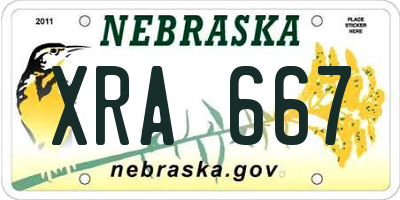 NE license plate XRA667