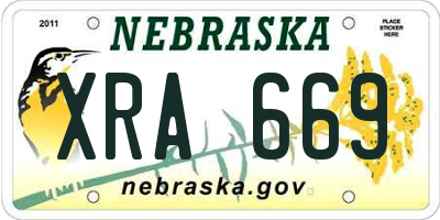 NE license plate XRA669