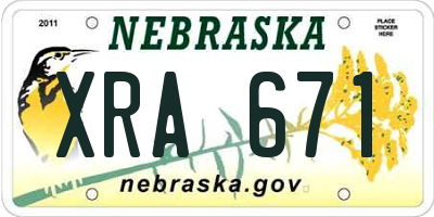 NE license plate XRA671