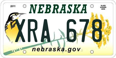 NE license plate XRA678
