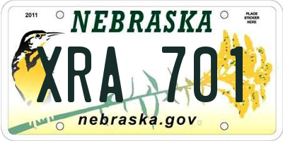 NE license plate XRA701