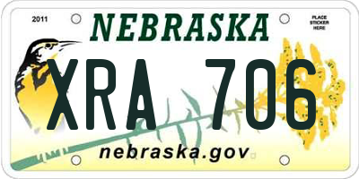 NE license plate XRA706