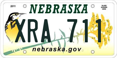 NE license plate XRA711