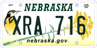 NE license plate XRA716