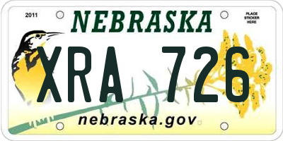 NE license plate XRA726
